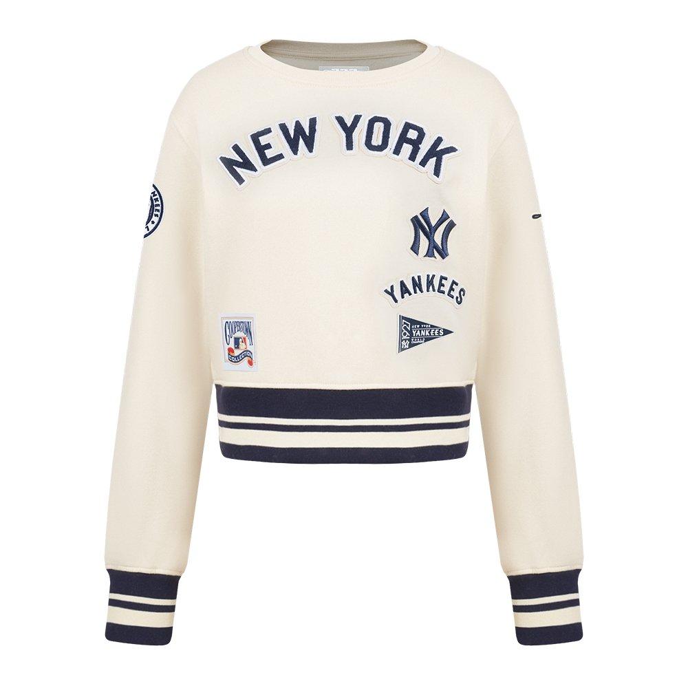 Pro Standard Big Girls' MLB New York Yankees Retro Classic Rib Fleece Crewneck - Cream - CREAM